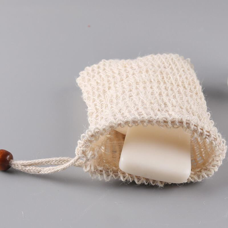 Natural Eco-Friendly Sisal Soap Saver Bag Net Mesh Exfoliator Foaming Beads Kechua