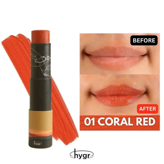 [Coral red] Natural Tinted Lip Balm + 2 % Hyaluronic Acid
