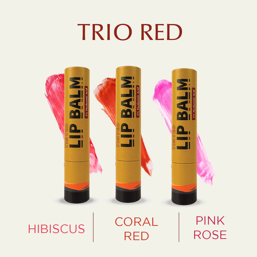 Trio Red Tinted Lip Balm Bundle