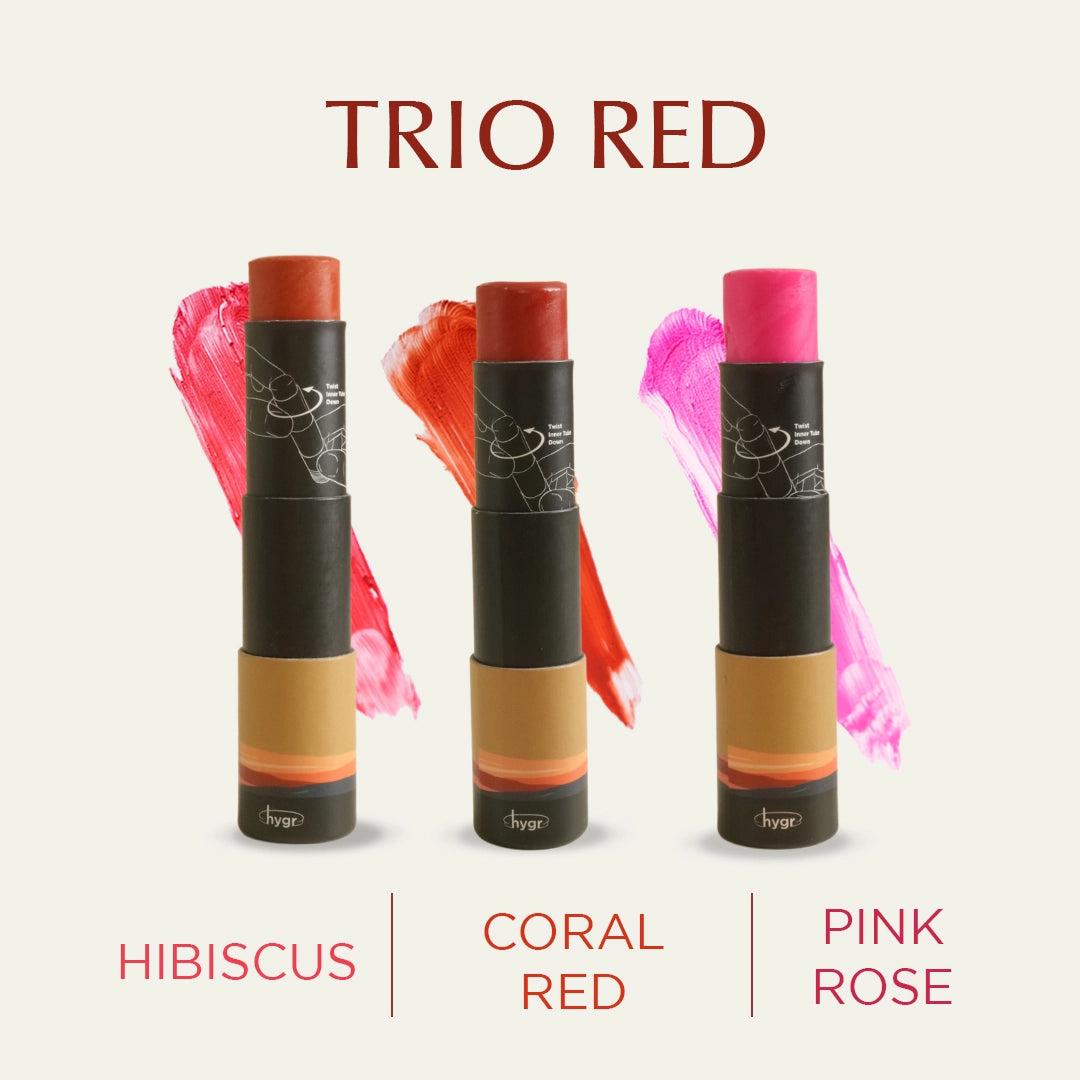 Trio Red Tinted Lip Balm Bundle