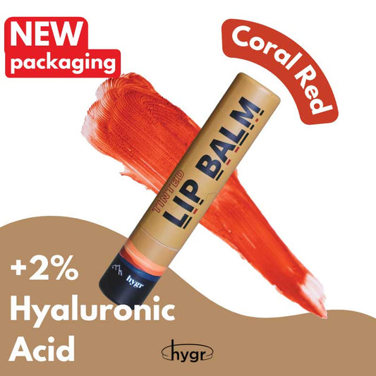 [Coral red] Natural Tinted Lip Balm + 2 % Hyaluronic Acid